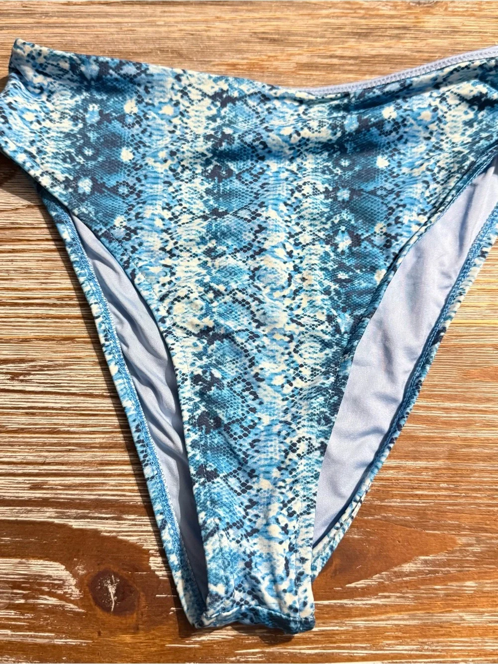 NEW Frankies Bikinis Juju High Waist Bottom Blue Snakeskin